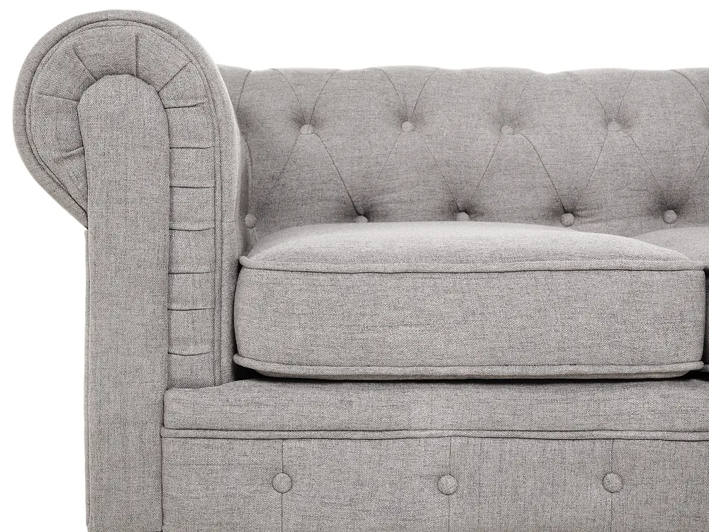Set da salotto 4 posti CHESTERFIELD Tessuto Grigio chiaro_797125