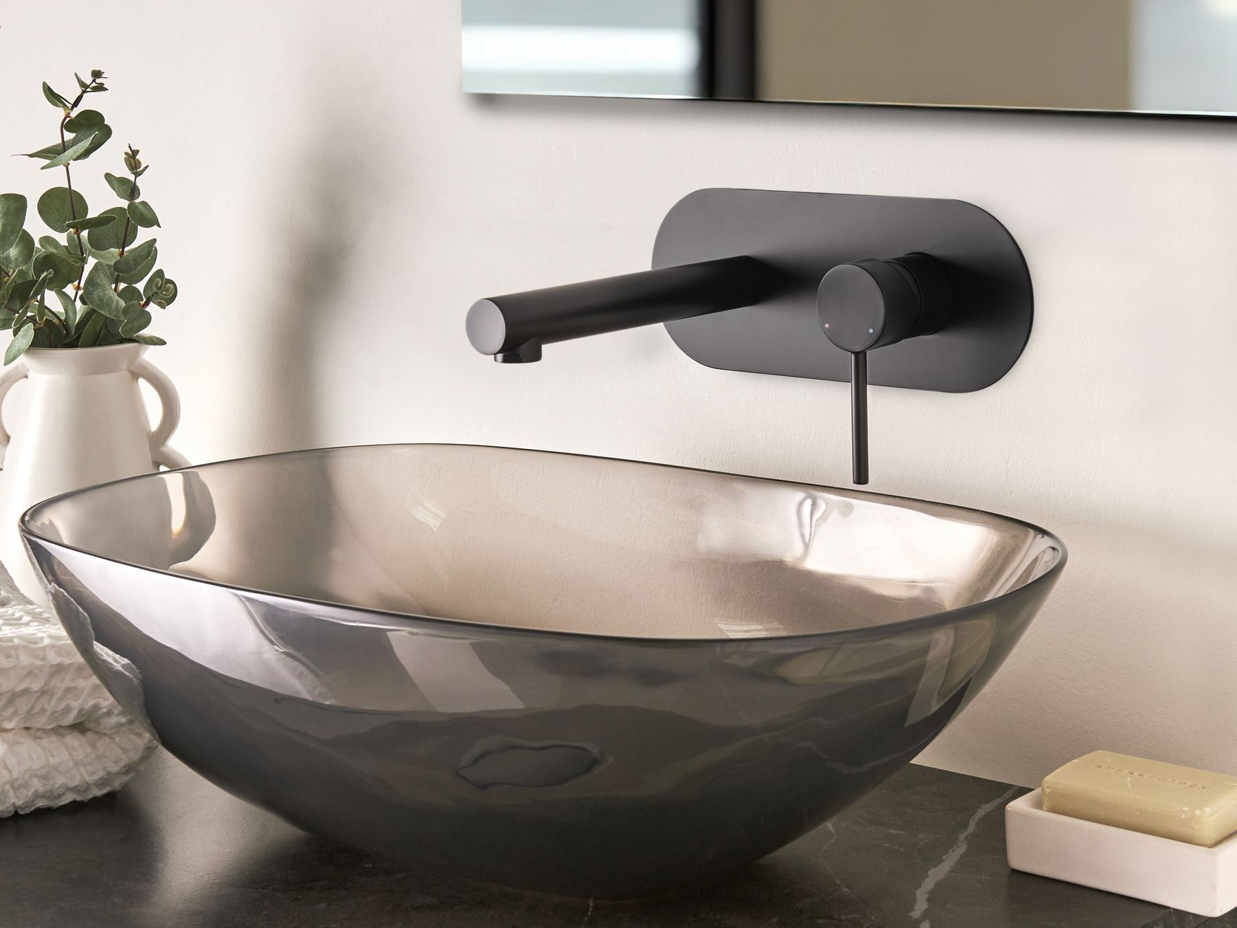 Bateria umywalkowa ścienna czarna CLAVIJO_986822