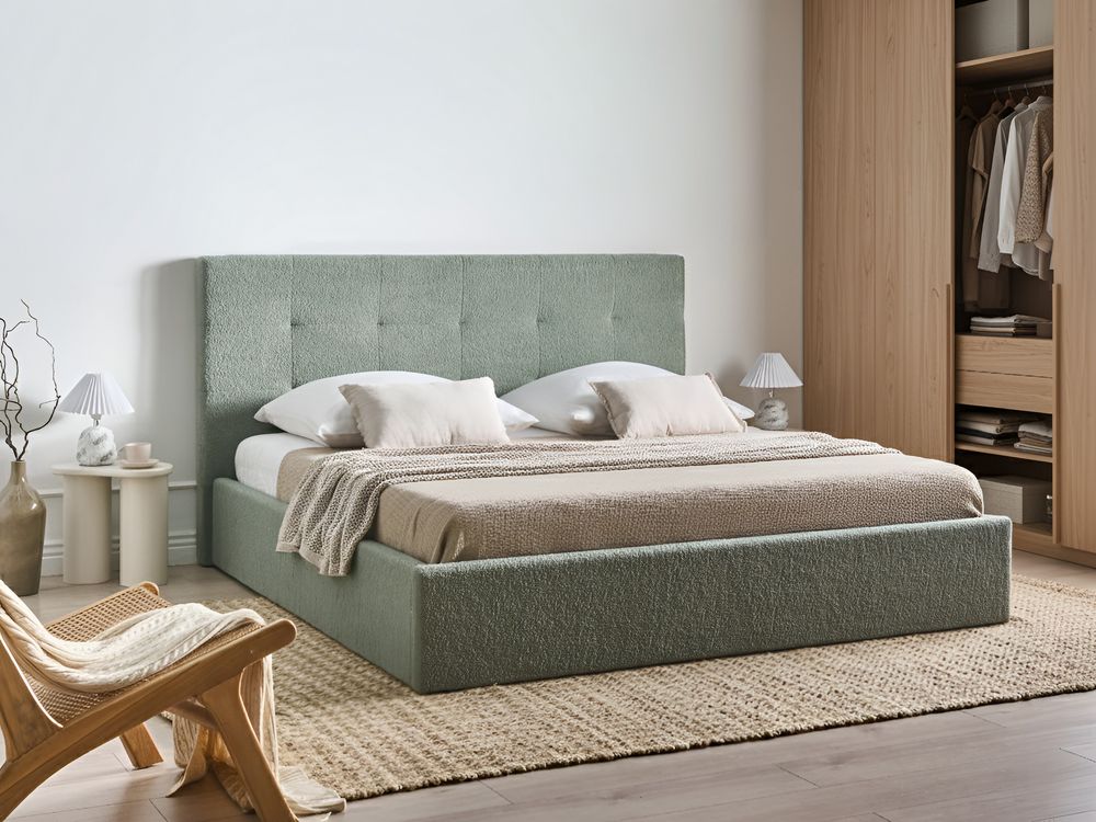 Lit ottoman LORIENT Bouclé Vert 180 x 200 cm