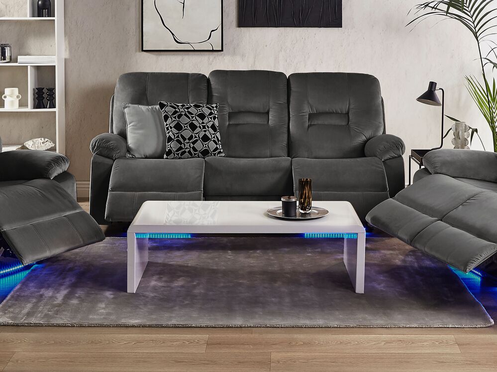 3 Seater Velvet LED Electric Recliner Sofa with USB Port Grey BERGEN Beliani.pl