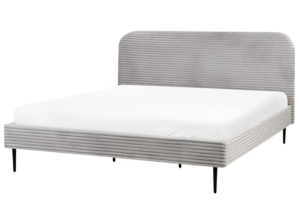 Bed Corduroy FLAYAT 180 x 200 cm (EU Super King) Light Grey_967879