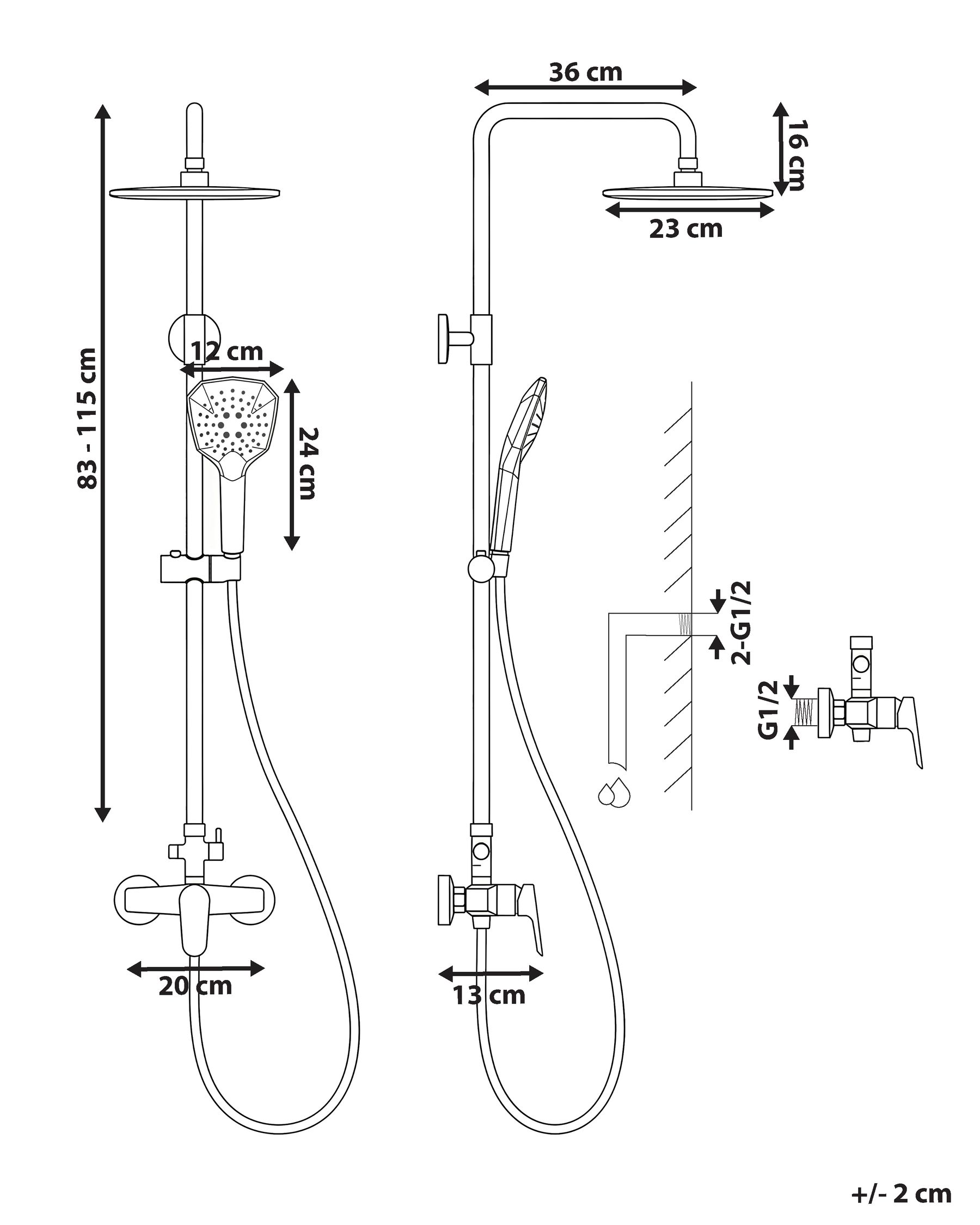 Mixer Shower Set with Rainshower HOWICK Silver_786793
