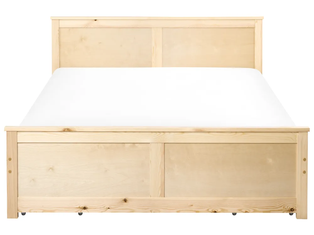 Bed with 4 Drawers DAUPHIN Pine Wood Light Brown 140 x 200 cm (EU Double)_1059834