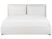 Bett mit Stauraum BAJONNA Samtstoff Cremeweiß 160 x 200 cm_871253