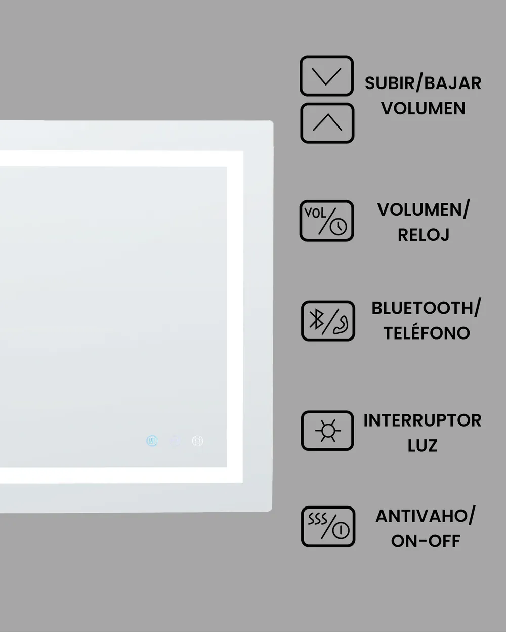 Espejo de baño LED PRENOIS 80 cm 60 cm Plateado_940478
