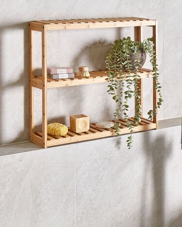 Bamboo Bathroom Wall Shelf Light Wood PADUCAH