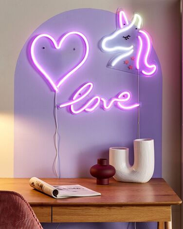 Set of 3 Neon LED Wall Signs Pink SUSIE