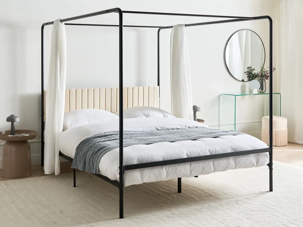 Four Poster Bed Metal Black MIRABEAU Various Sizes