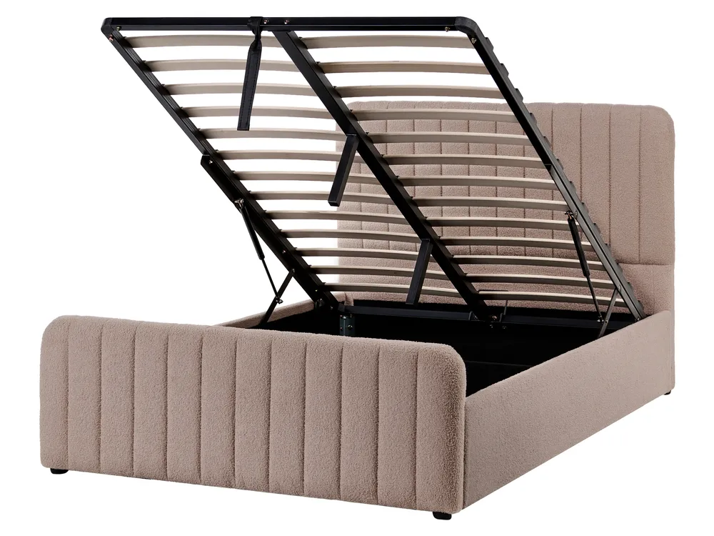 Ottoman Bed LUNAN Boucle Taupe 120 x 200 cm (EU Small Double)_1048506