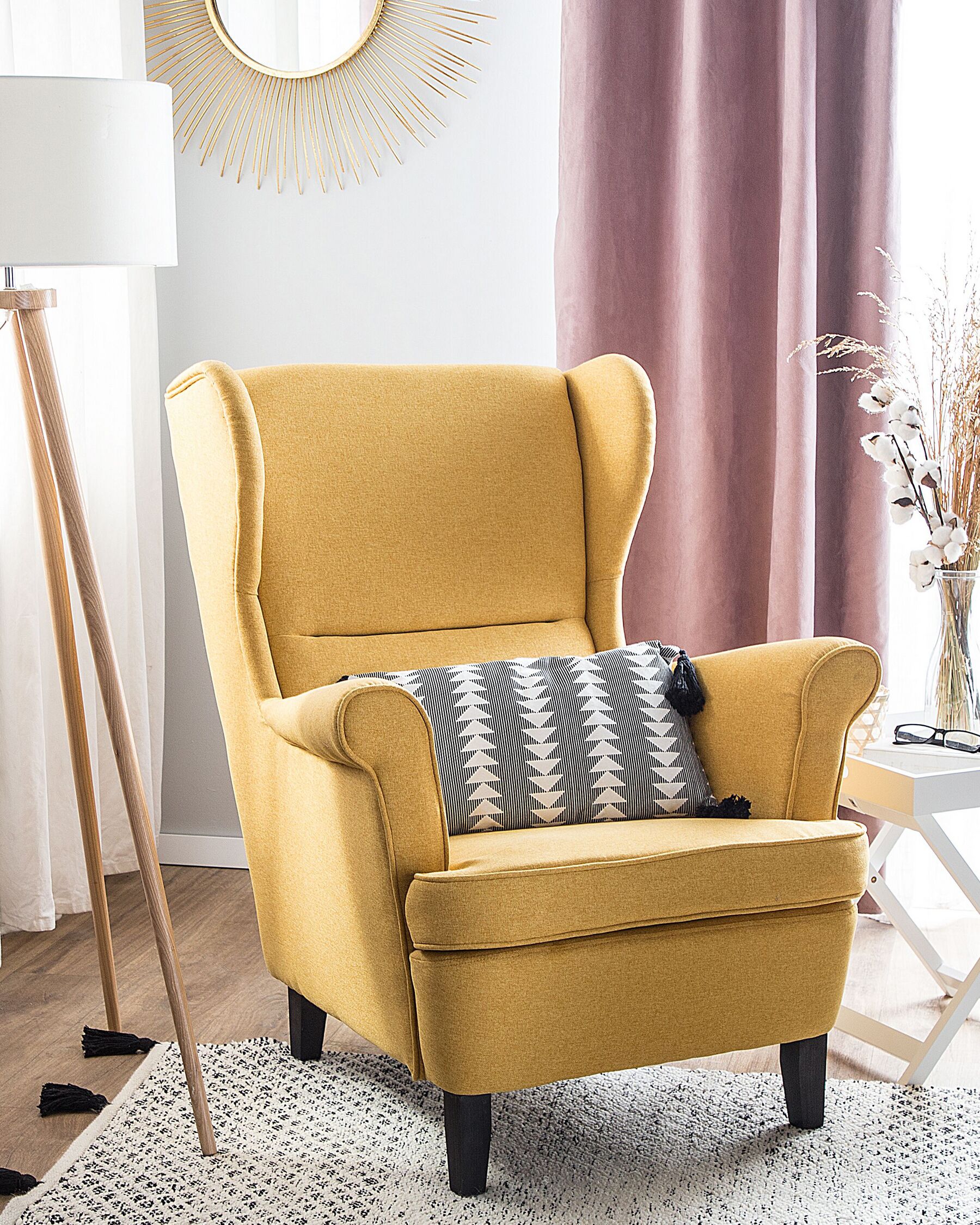 Fabric Wingback Chair Yellow ABSON_747414