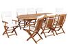 8 Seater Acacia Wood Garden Dining Set with Parasol and Off-White Cushions MAUI II_926937