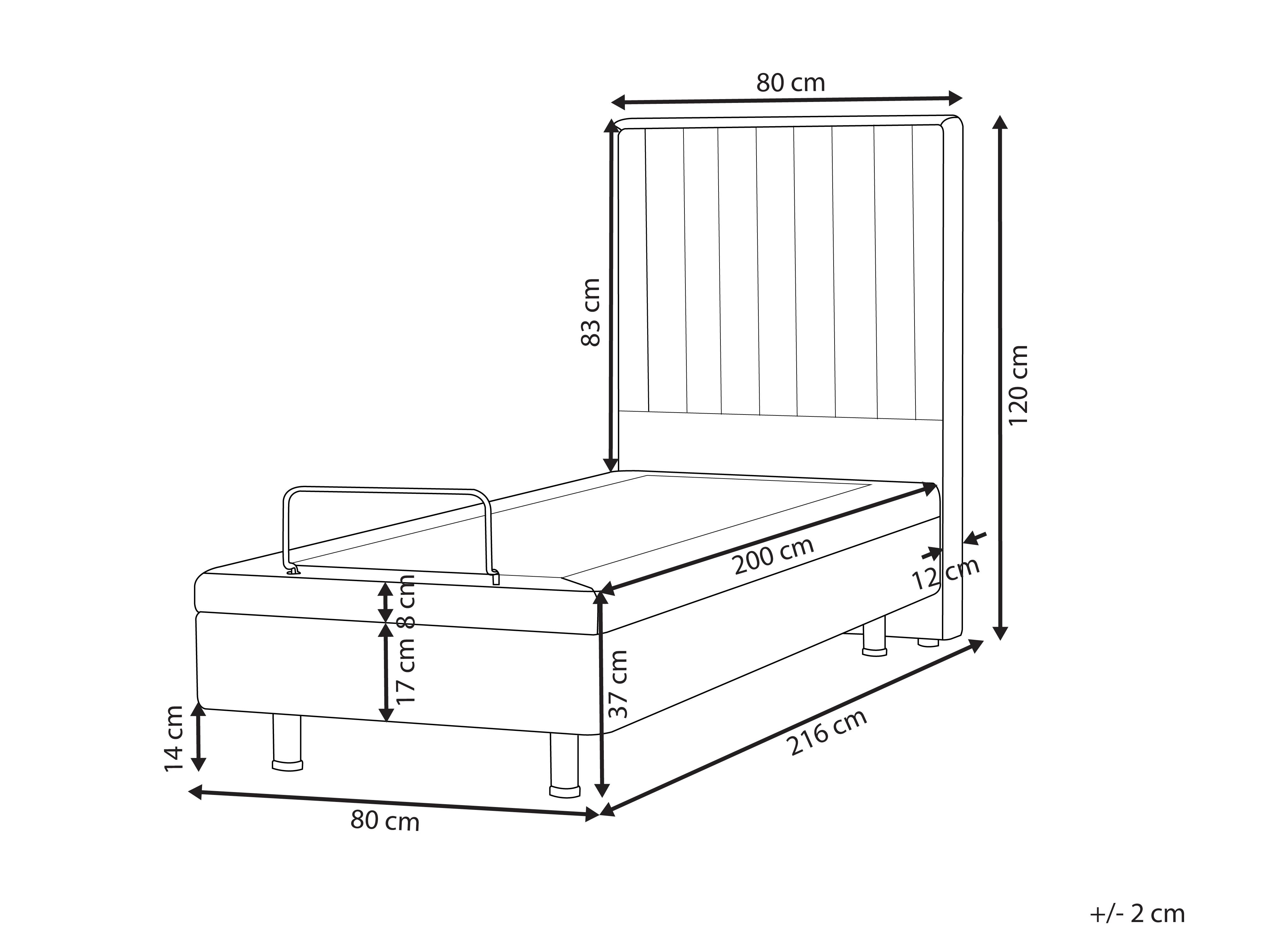 Bett verstellbar Stoff DUKE II 80 x 200 cm Beige_988342