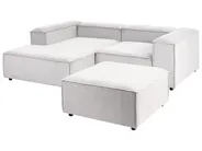 Modular Corner Sofa 2 Seater ARDAL with Ottoman Corduroy Off-White Right Hand_1008075