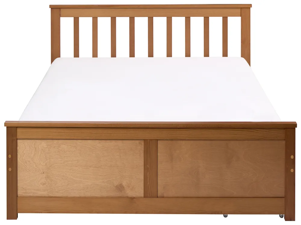 Bed with 2 Drawers OLENDON Pine Wood Brown 120 x 200 cm (EU Small Double)_1068940