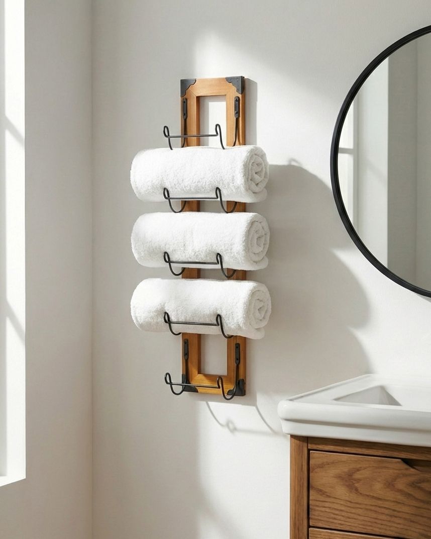 Towel Rack NEUSA Metal Brown