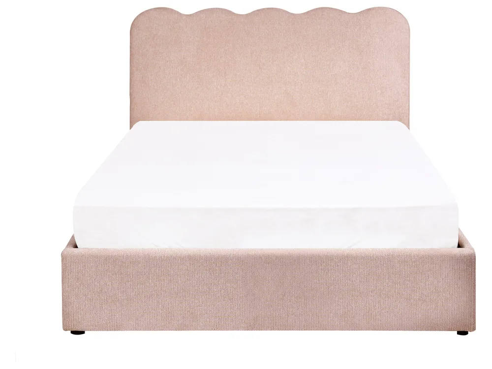 Letto contenitore NANTERRE Tessuto Rosa pastello 140 x 200 cm_1084616