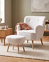 Sillón TUMBA con reposapiés Bouclé Blanco