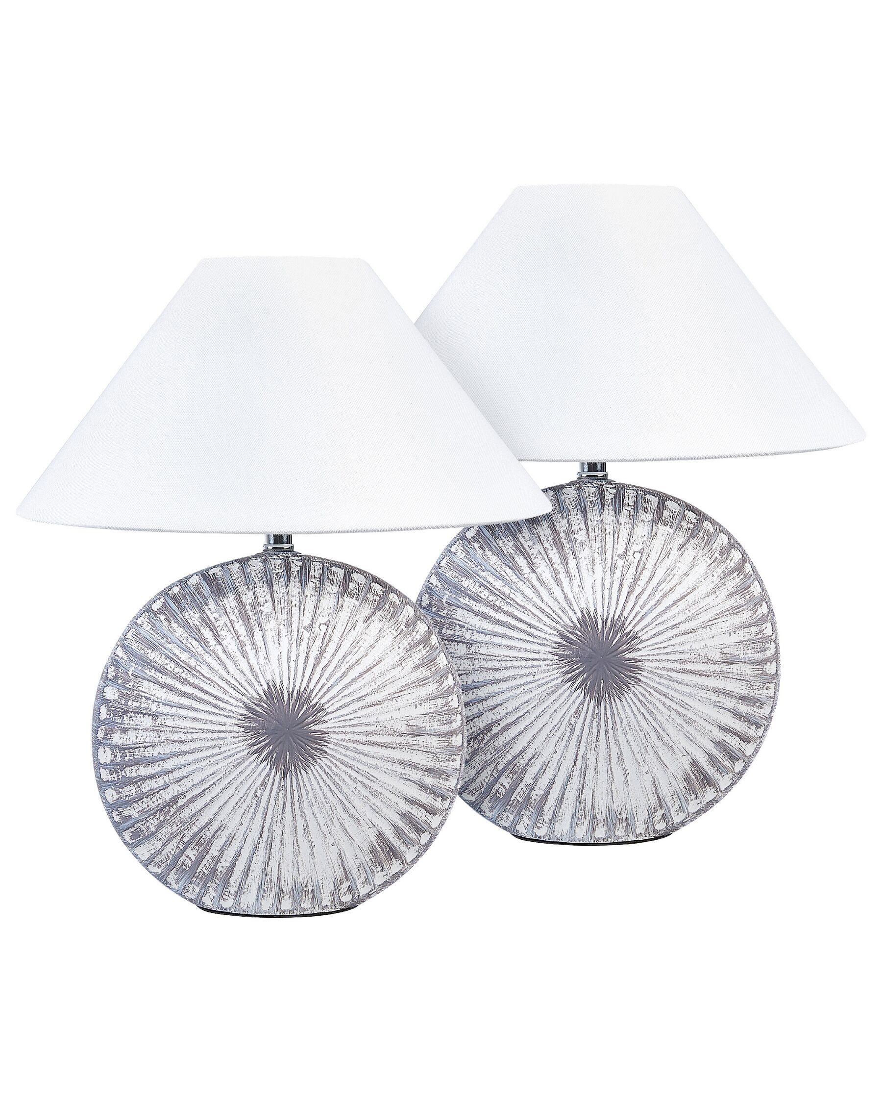 Set di 2 lampade da tavolo ceramica grigio e bianco 38 cm YUNA_872152