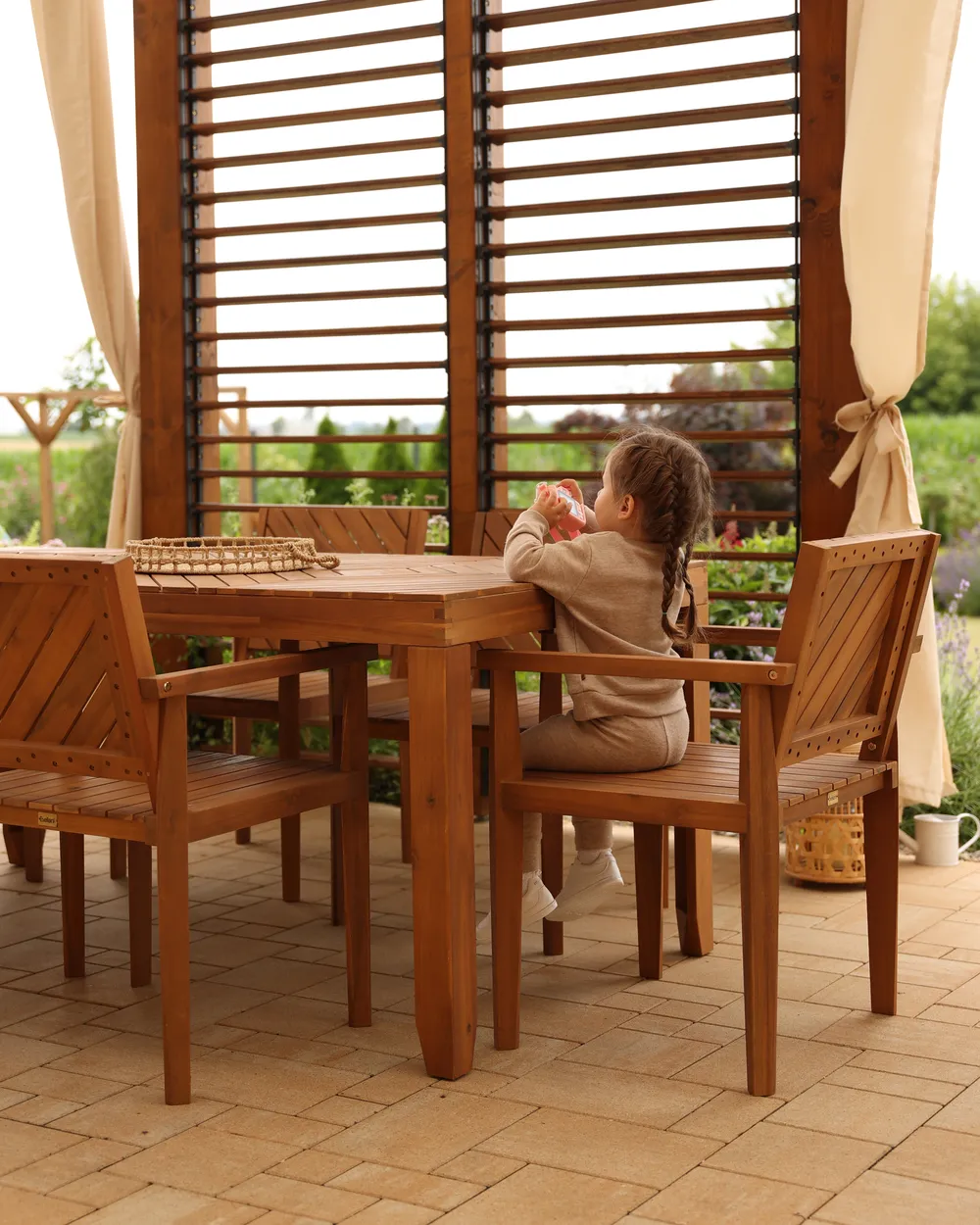 Set of 6 Garden Chairs BARATTI Acacia Wood Brown_933196