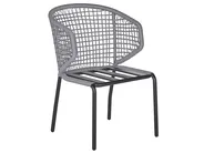 Bistro Set with Cushions PALMI Metal Grey_808230