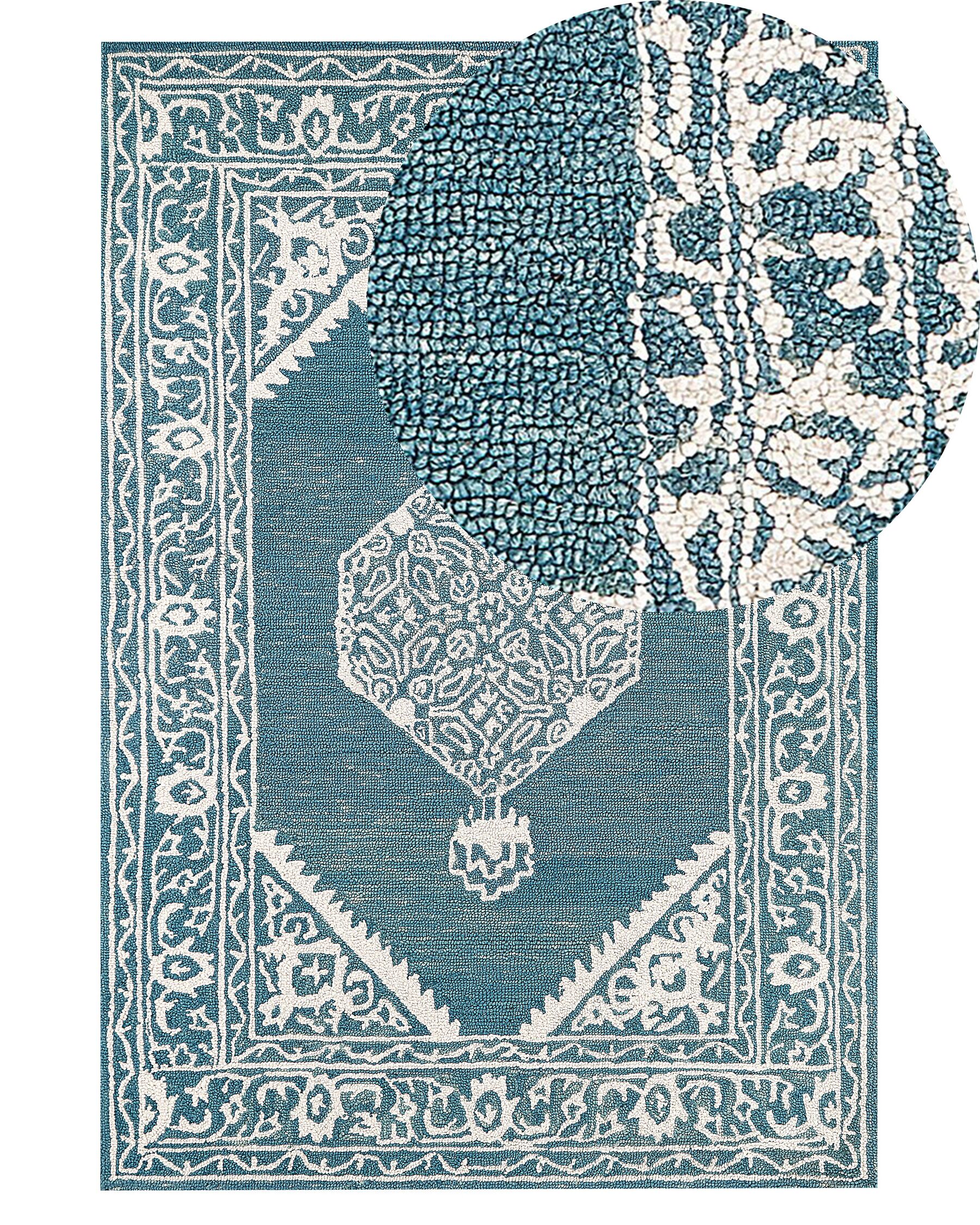 Tapete de lã azul e branca 140 x 200 cm GEVAS_836861