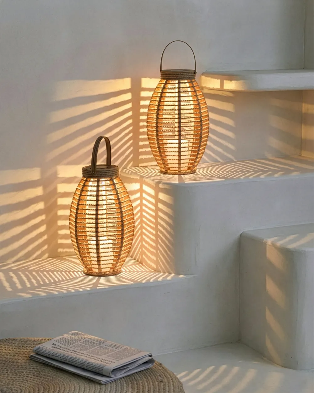 Zestaw 2 lampionów solarnych SHANGANI 40 cm Naturalny