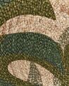 Round Area Rug Monstera Leaf Pattern ⌀ 140 cm Beige with Green BAYAT_793648
