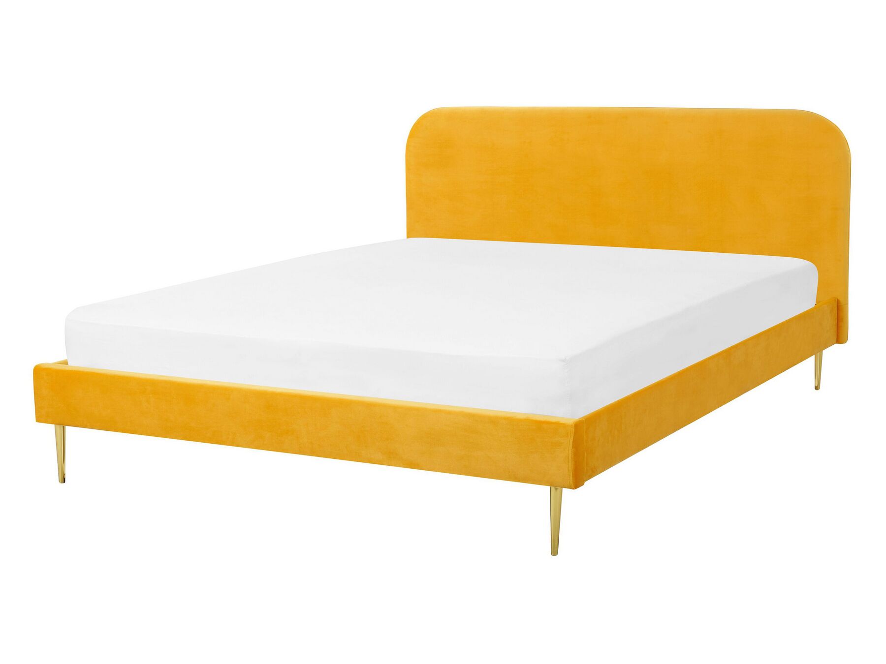 Zamatová posteľ 140 x 200 cm žltá FLAYAT_767542