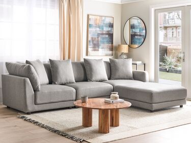 3 Seater Fabric Sofa with Ottoman Light Grey SIGTUNA