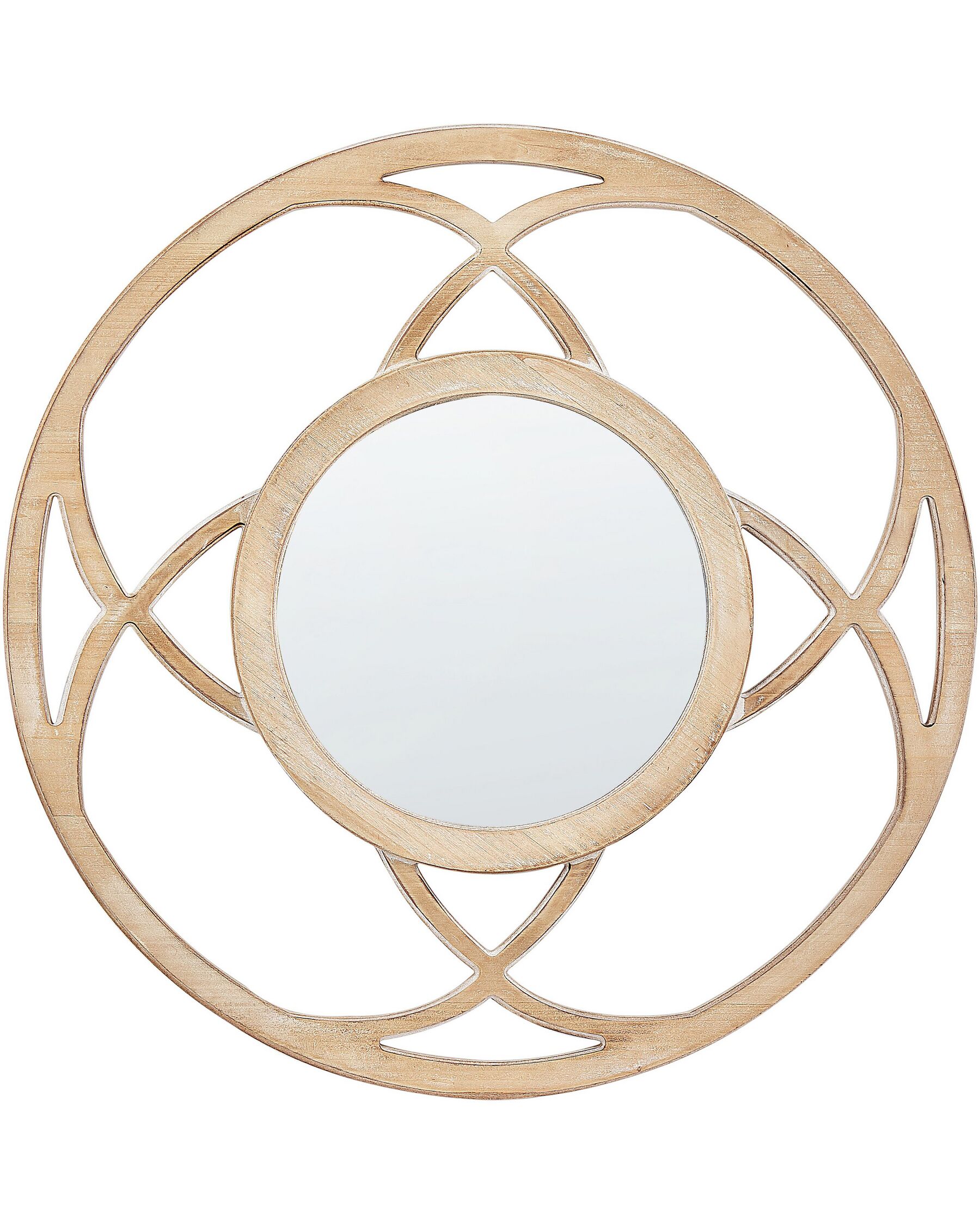 Okrúhle nástenné zrkadlo ø 60 cm svetlé drevo IZTAPALAPA_848423