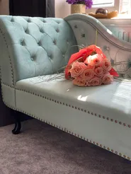 Left-Hand Chaise Longue NIMES Velvet Mint Green_809876