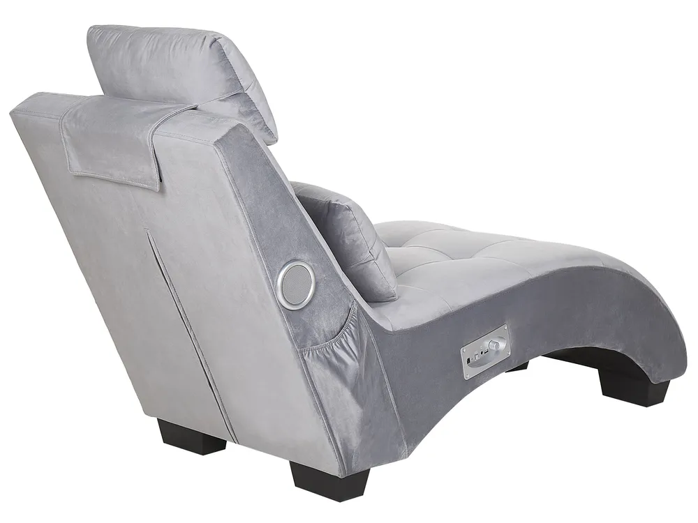 Chaise longue SIMORRE Velluto Grigio con altoparlante Bluetooth