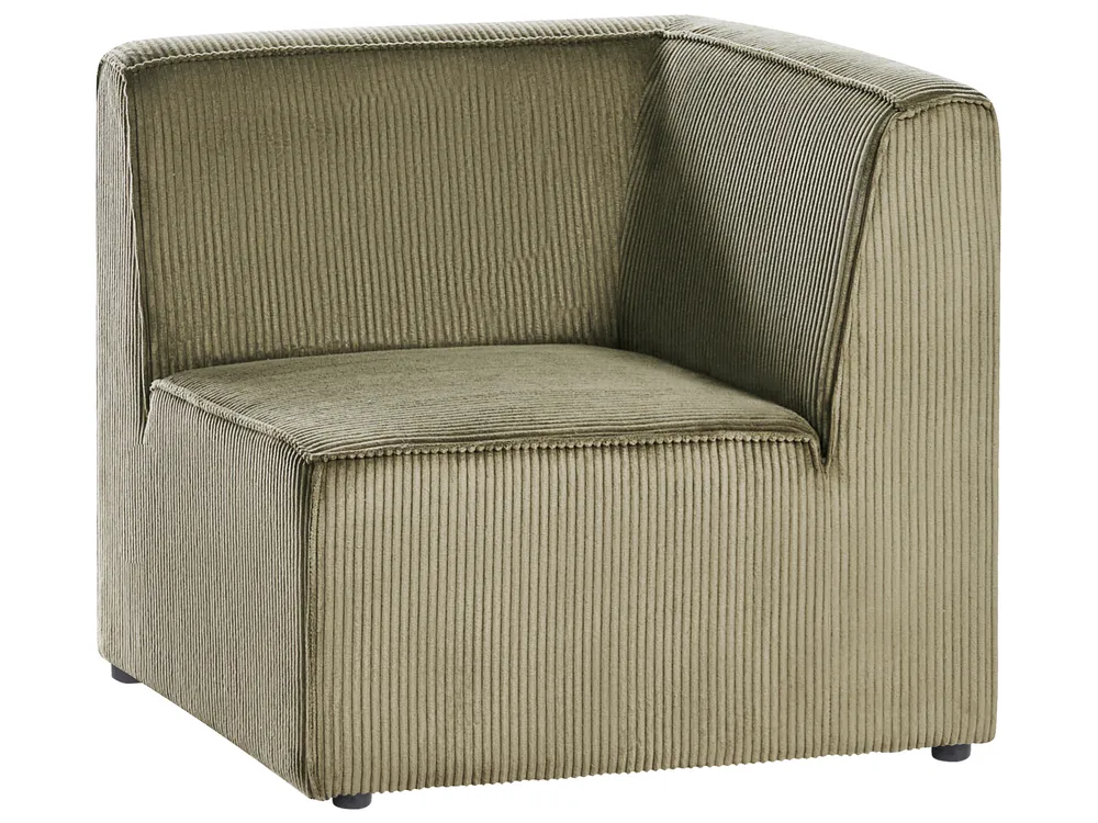 Modular Corner Sofa 4 Seater LEMVIG with Ottoman Corduroy Green Left Hand_875794