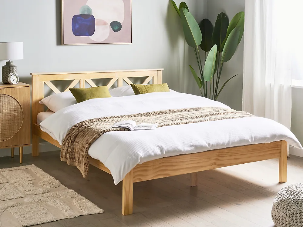 Lit avec sommier Bois de pin TANNAY 160 x 200 cm Marron clair_1172030