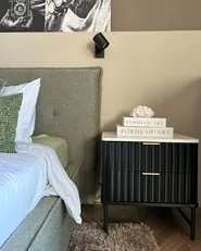 2 Drawer Bedside Table GLASTONBURY Marble/ Black_983863