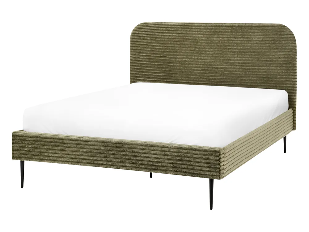 Bed Corduroy FLAYAT 140 x 200 cm (EU Double) Green_967909