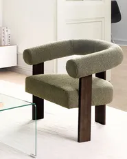 Poltrona ILBRO Bouclé Verde/Marrone scuro_984699