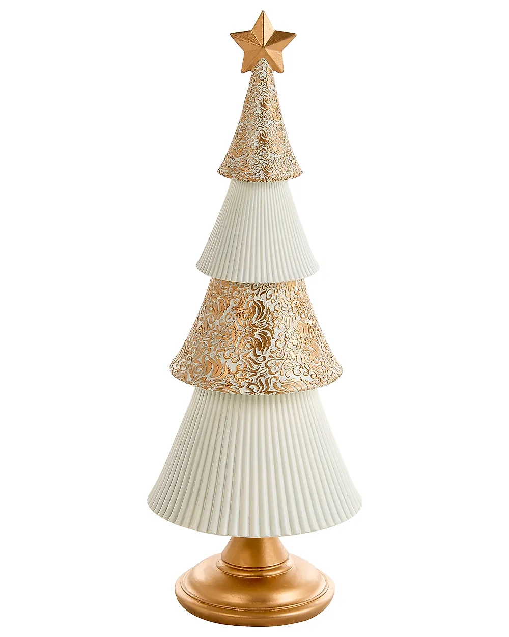 Set di 2 decorazioni natalizie ASPO 32/41 cm Albero di Natale Bianco sporco / Oro_1175717
