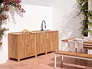 Mobile da cucina per esterni con lavello VENOSA Marrone/Nero Legno d'acacia_1155550