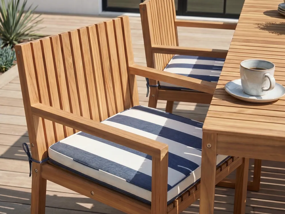 Set di 8 sedie da giardino con cuscini SASSARI II Legno di acacia certificato Blu marino_931150