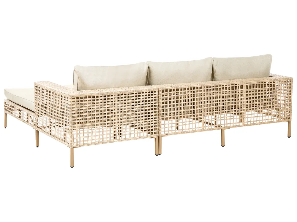 Garden Lounge Set with Table 4 Seater CALASETTA PE Rattan Beige Left Hand_999298
