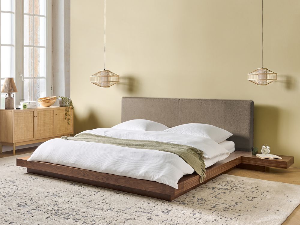 Bed Boucle ZEN 180 x 200 cm (EU Super King) Brown Ash Wood