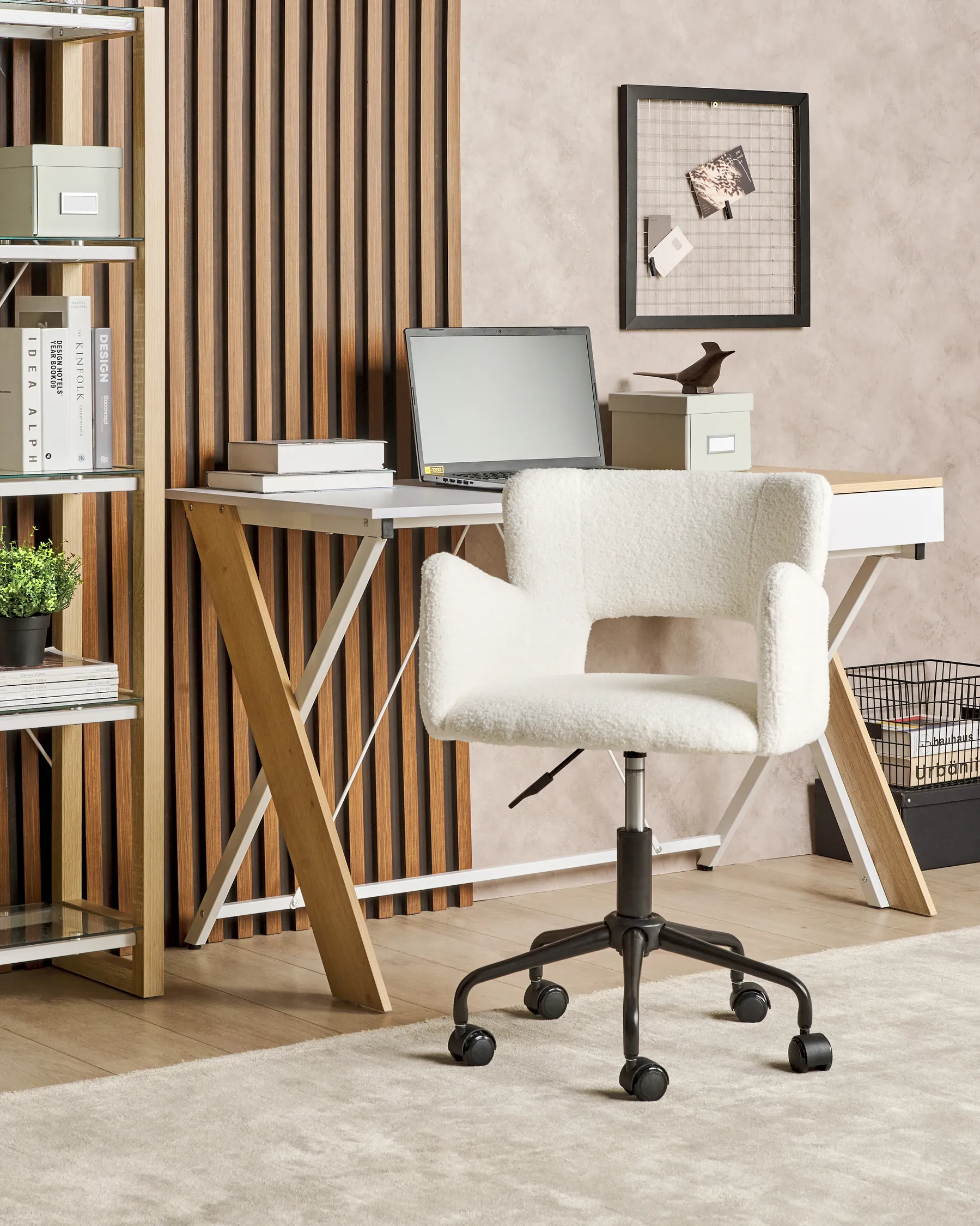 Desk Chair SANILAC II Boucle Off-White_896626