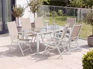 Garden Dining Set 6 Seater CATANIA Metal Beige_884109