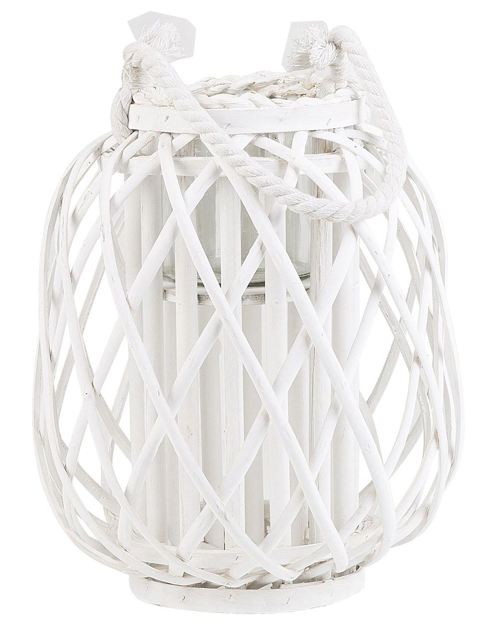 Lantaarn MAURITIUS 30 cm Wilgenhout Wit