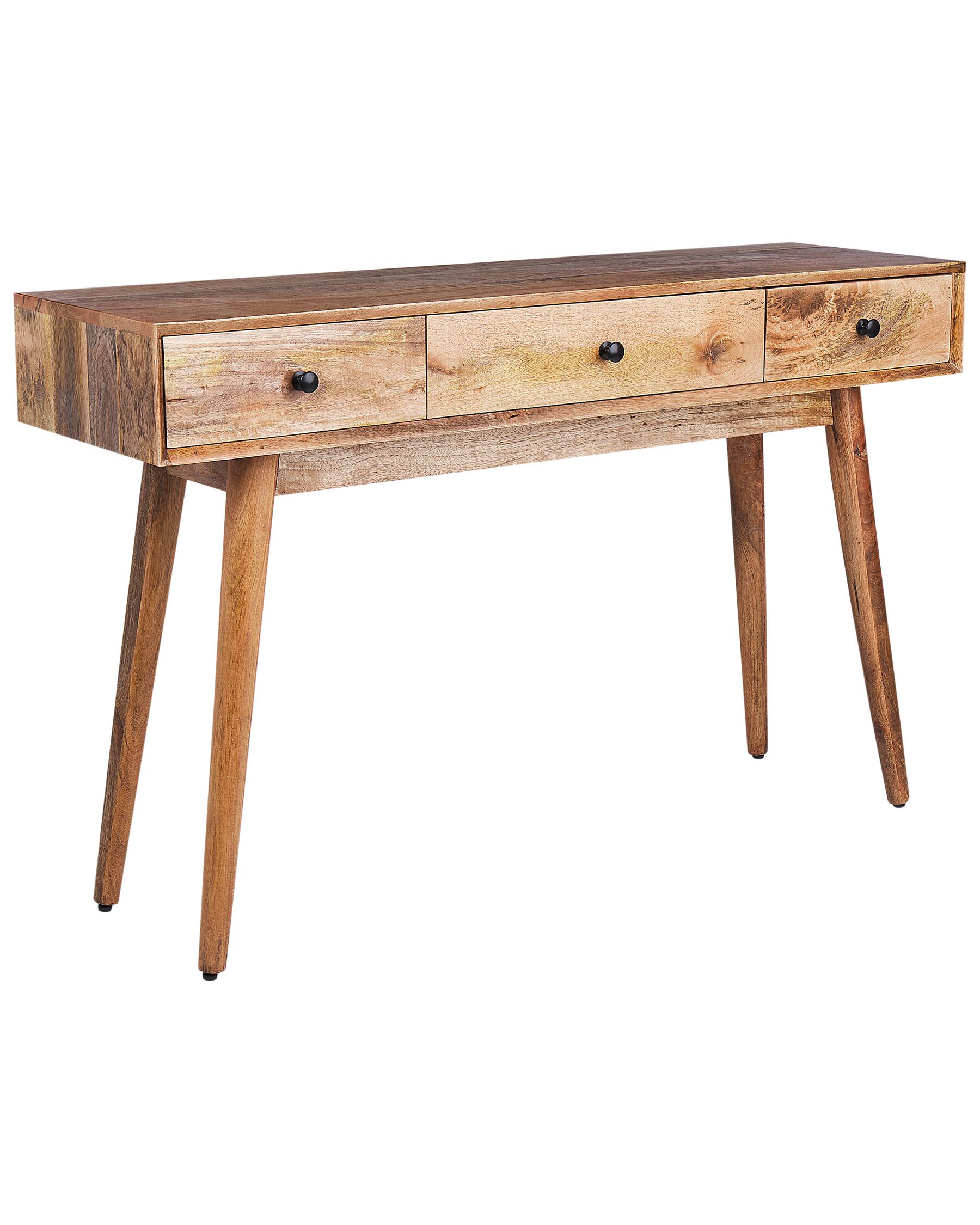 Konzolový stolík z mangového dreva s 3 zásuvkami svetlé drevo KINSELLA_892045