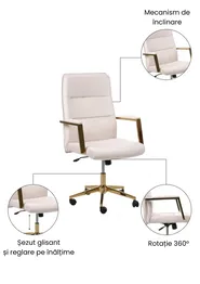 Scaun executiv DEMURE Catifea Bej deschis_1063330