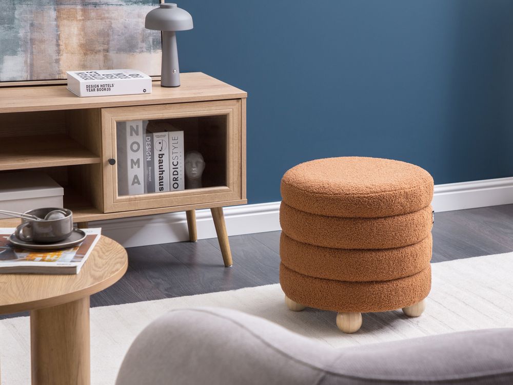 Pouf CHILLY Bouclé Marrone dorato