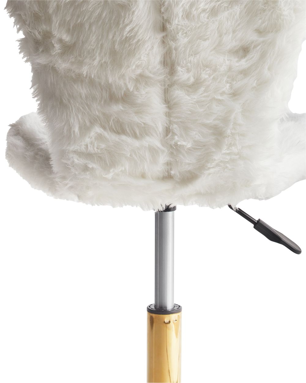 Desk Chair Faux Fur Swivel White MARGATE Beliani