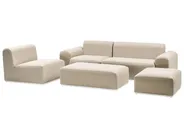 Garden Sofa with Ottoman 7 Seater BATTIFOLLO Modular Beige_933838
